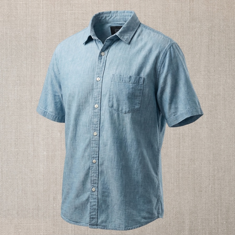 Djab Mens Button Up Denim T-shirt